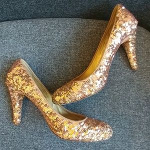 J.CREW Collection Etta Sequin Pumps 7.5 Heel $350